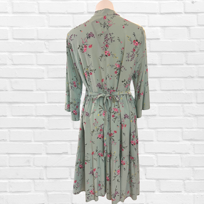 BabyDoll Dress - Pale Green and Pink Floral