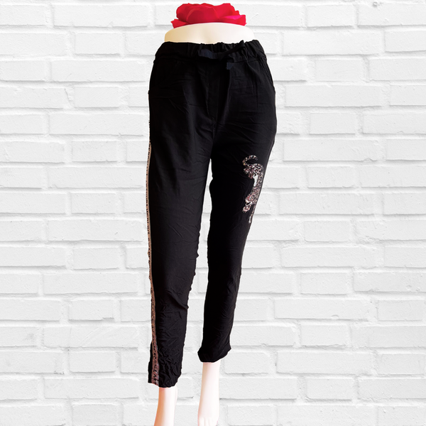 Black Cotten Sateen Stretch Pants