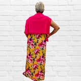 Demi Column Maxi Dress - Tangerine/Cerise Pink / Animal Combo
